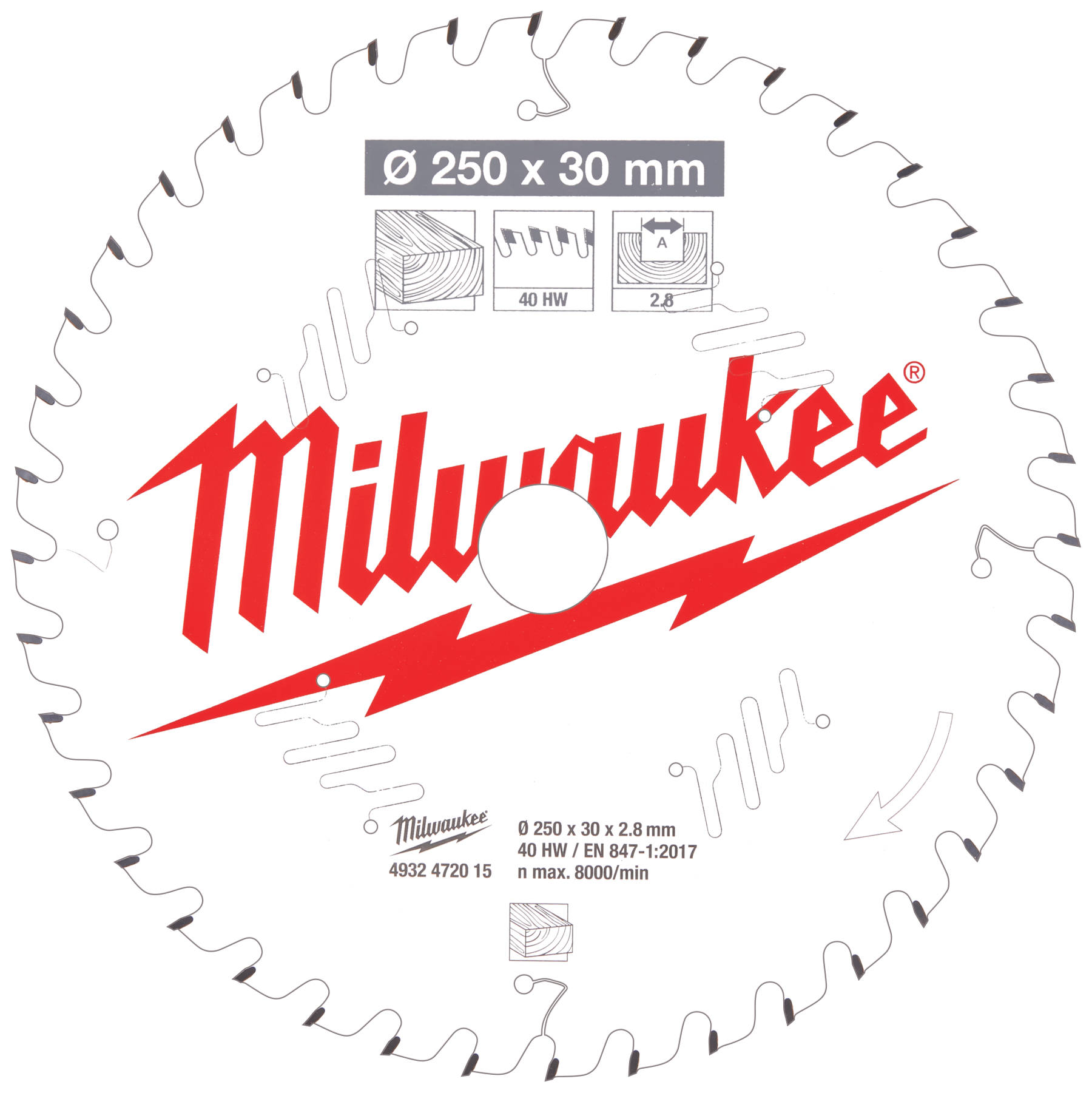 Rundsavklinge Ms 250ã 30ã   8mm 40atb