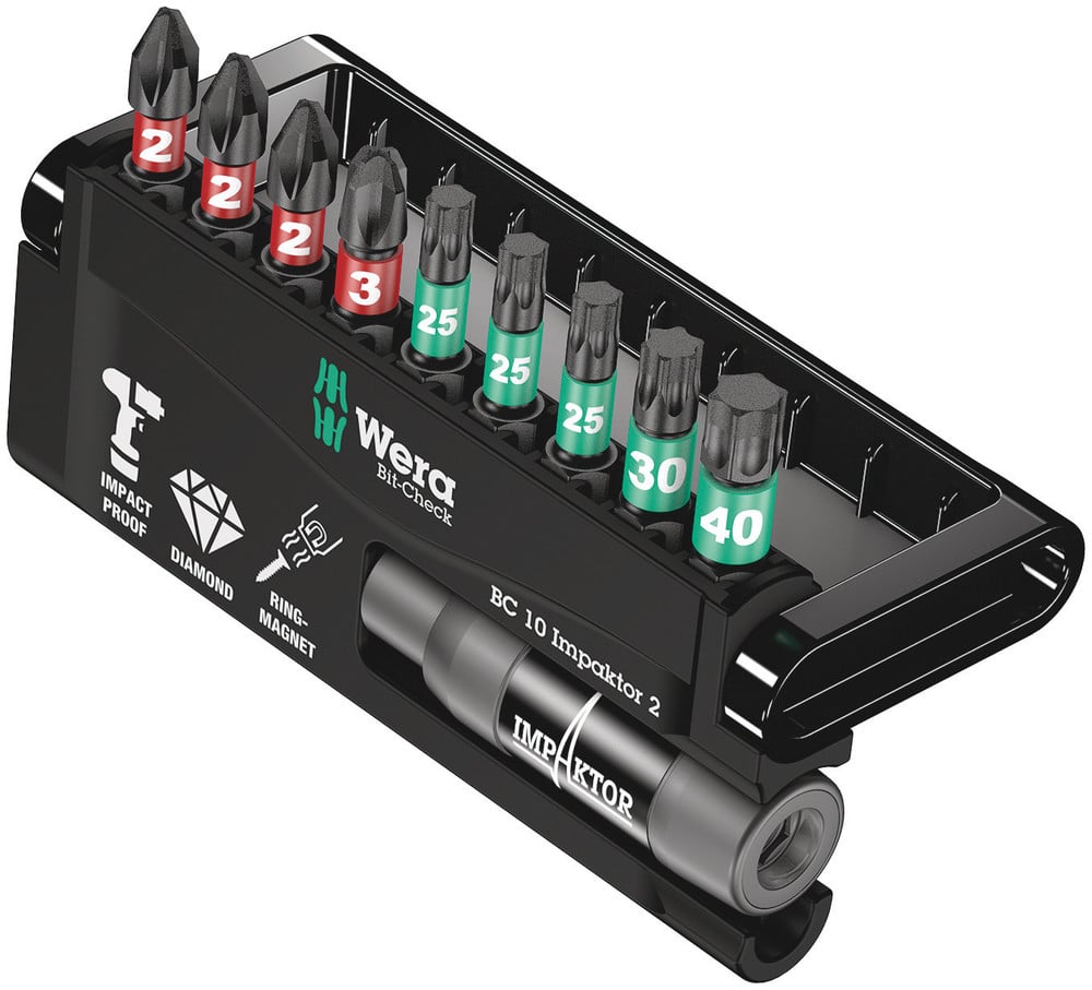 Wera Bit-checks Impaktor - 9 Bits til Skruenøglearbejde