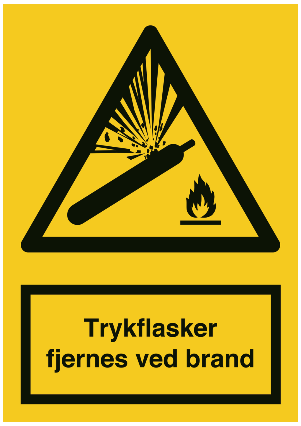Advarselsskilt  Quot Trykflasker Fjernes   Brand Quot    Plast A4