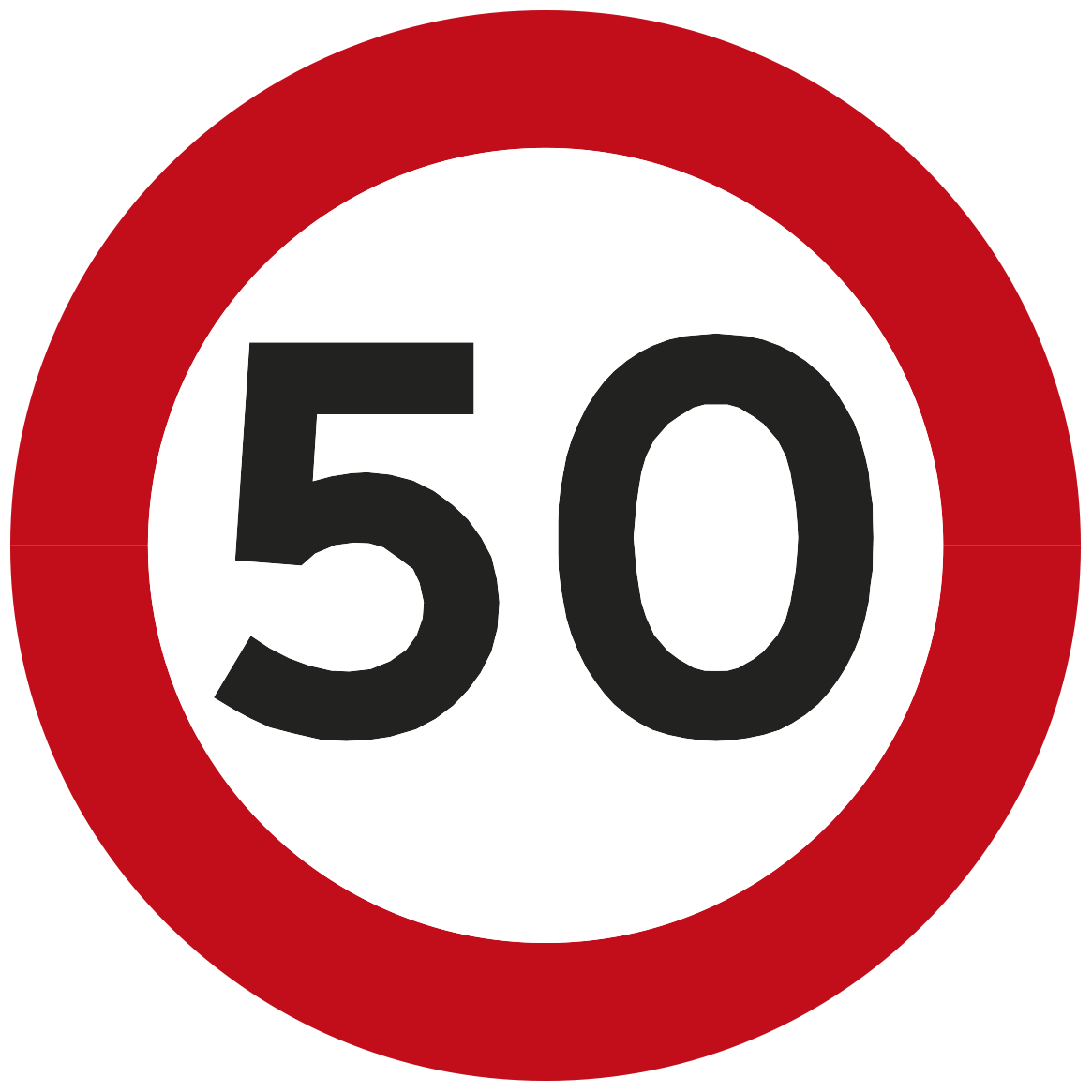 Vejskilt C55 70cm Rund 2mm  50 Km