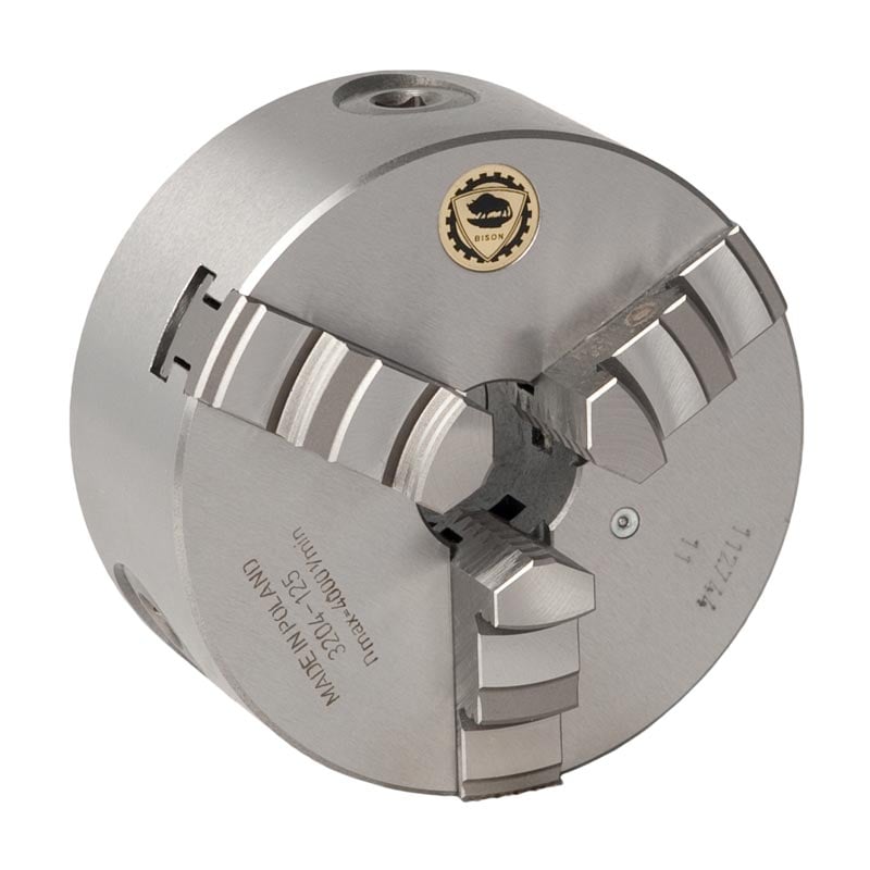 Bison  -bakket Centrerpatron ø200 Mm-støbejern-din 6350-montering På Bagsiden  Cylindrisk Holder -3204-200