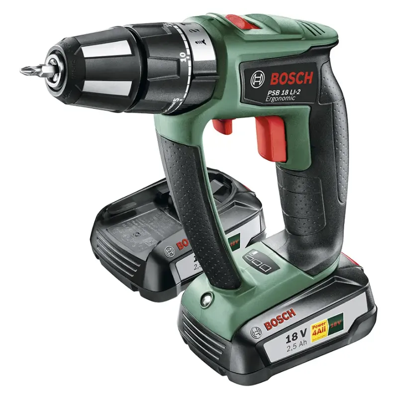 Bosch Psb 18 Li- Ergonomic Akku-slagbore- Skruemaskine Med To Gear Lithium-ion 06039b0301