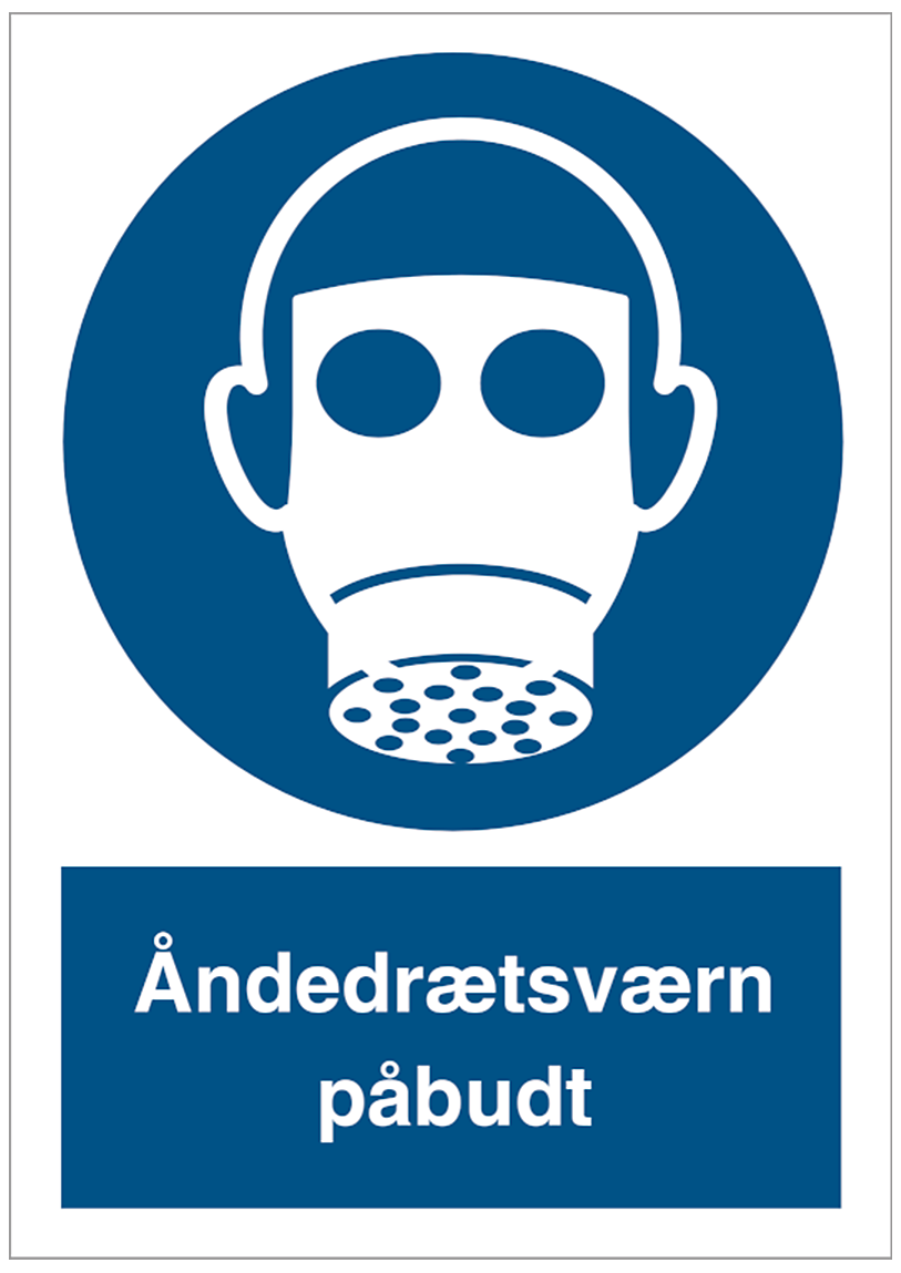 Påbudsskilt  Quot åndedrætsværn Påbudt Quot  Med Piktogram