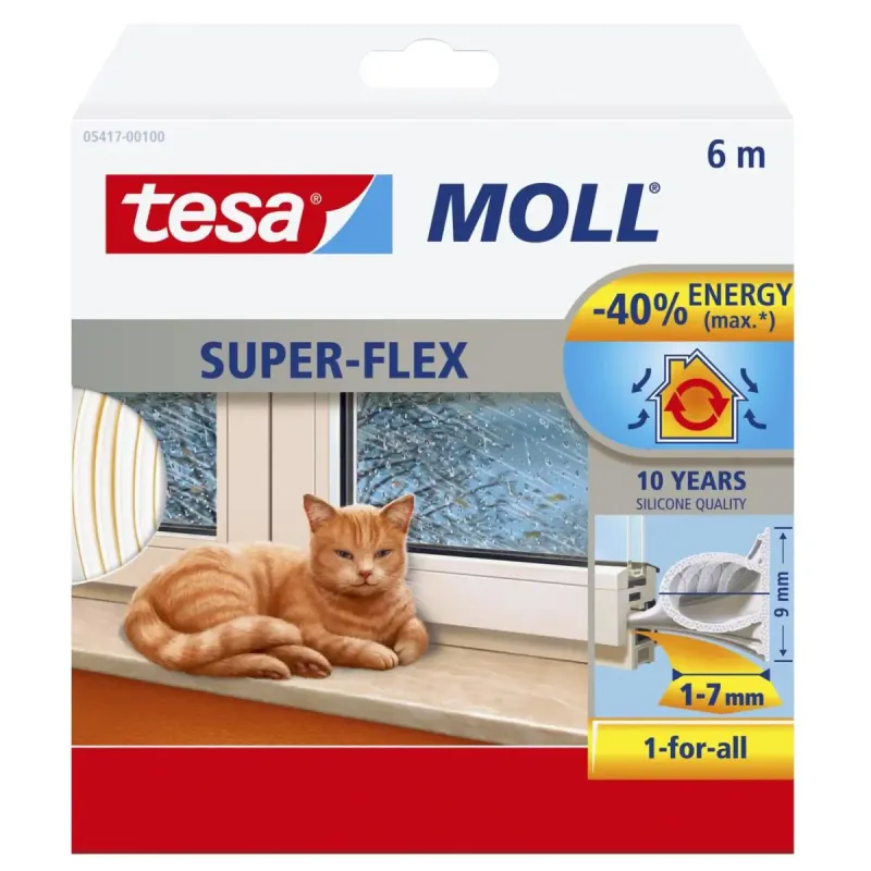 Tesa Tætningsliste Moll Silikone Hvid      5mmx6m