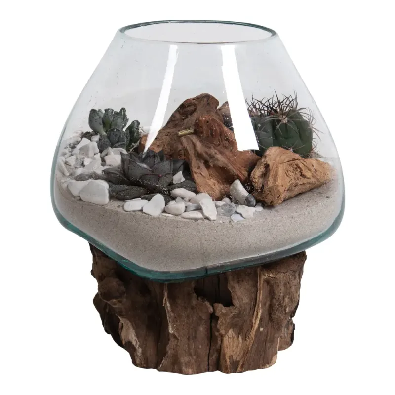 Vanddråbe   Glas Med Træfod H15-20 Cm 4501051