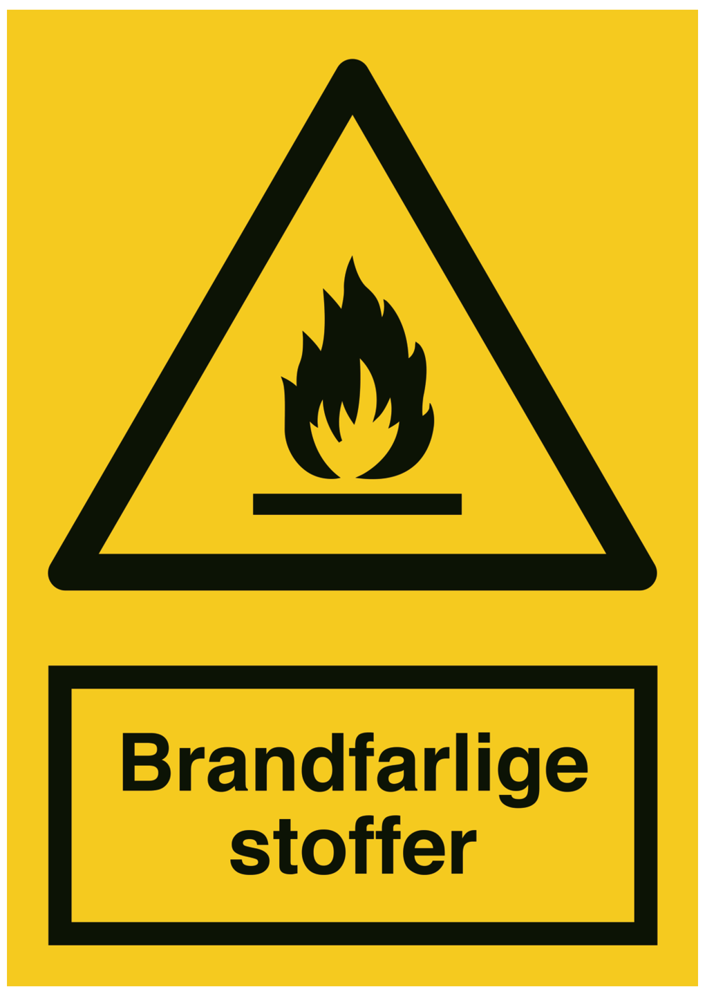 Advarselsskilt Plast A4  Brandfarlige Stoffer