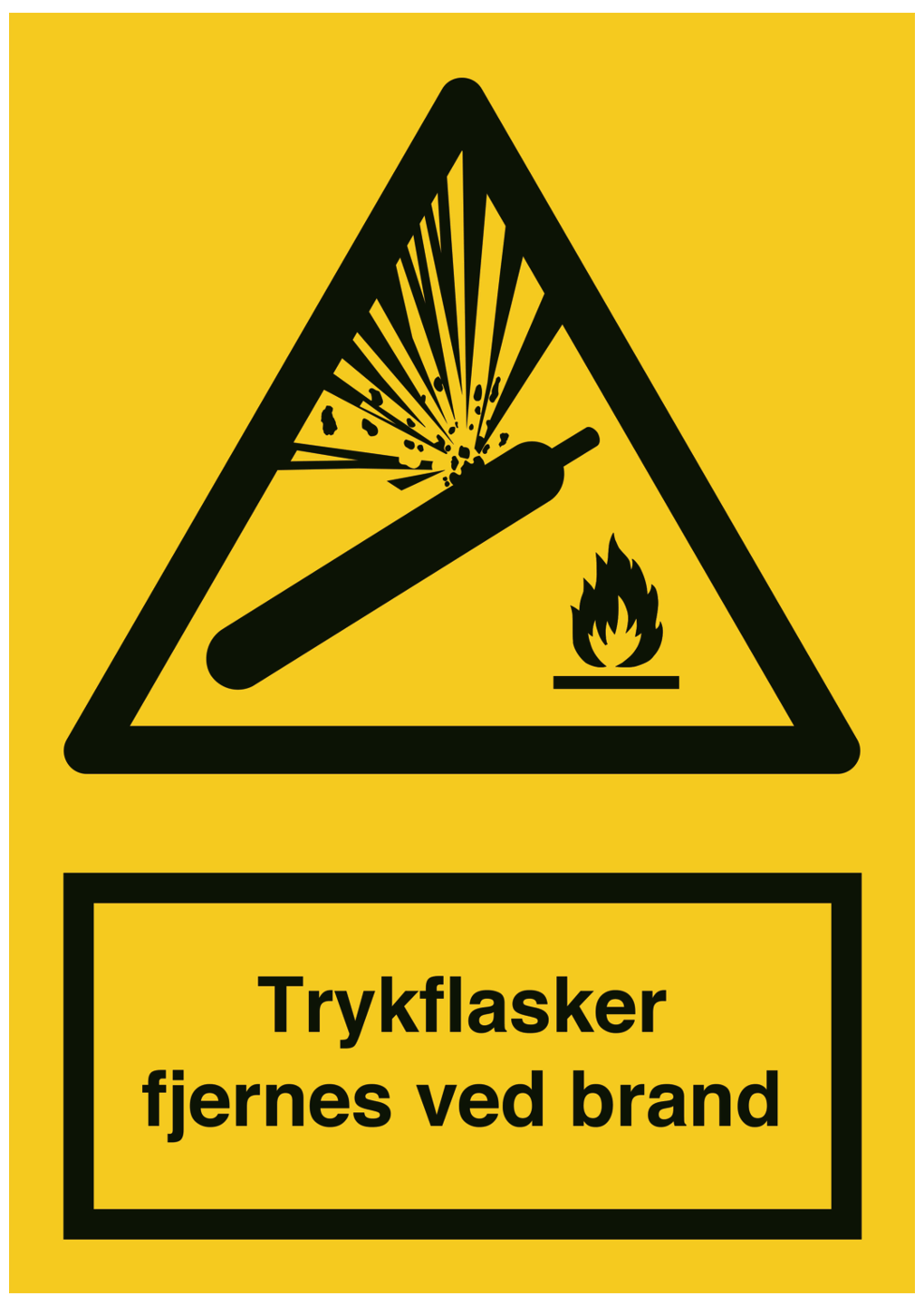 Advarselsskilt Quot Trykflasker Fjernes Brand Quot Plast A4