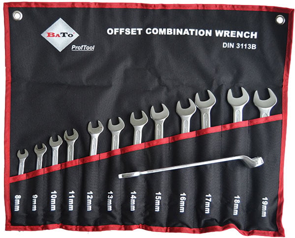 Bato Ringgaffelnøglesæt - 12 Dele med Offset Design