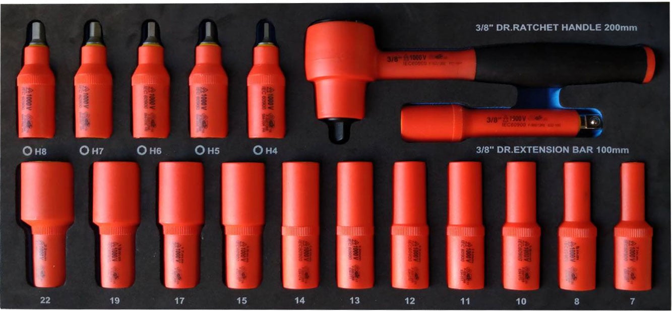 Bato Vde 1000v Topnøglesæt Quot Toppe -22mm Stifttoppe -8mm Eva
