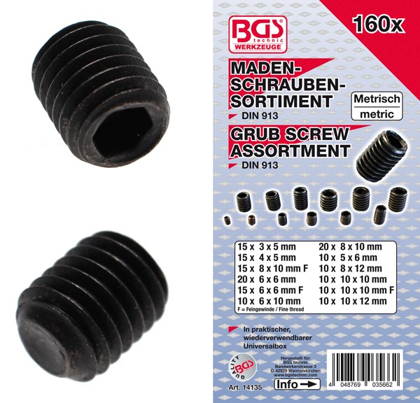 Bgs Pinol Skruesortiment -10mm 160 Dele