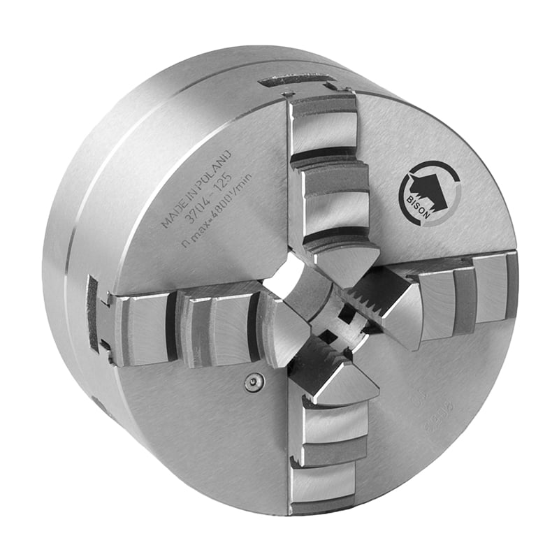 Bison  -bakket Centrerpatron ø100 Mm Stål Din 6350 Montering På Bagsiden  Cylindrisk Holder  3704-100