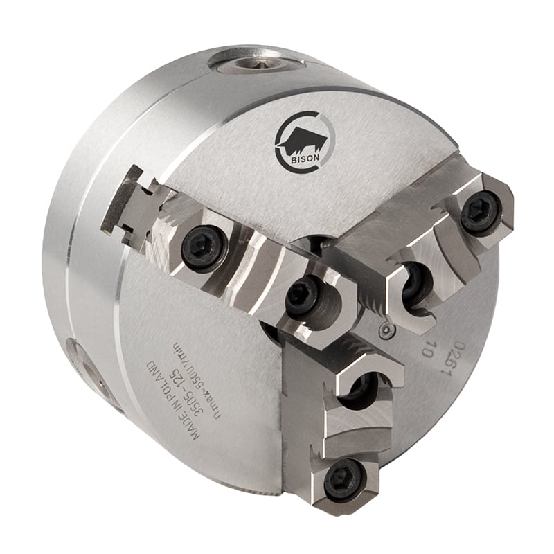 Bison  -bakket Centrerpatron ø125 Mm-stål-din 6350-montering På Bagsiden  Cylindrisk Holder -3505-125