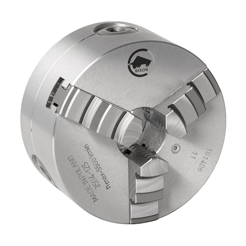 Bison  -bakket Centrerpatron ø80 Mm Stål Din 6350 Montering På Bagsiden  Cylindrisk Holder  3504-80