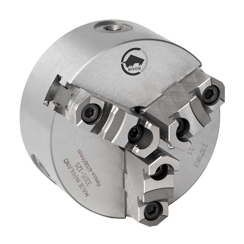 Bison  -bakket Centrerpatron ø160 Mm-støbejern-din 6350-montering På Bagsiden  Cylindrisk Holder -3205-160