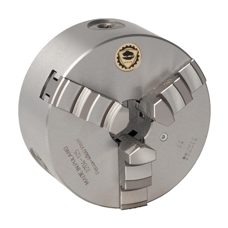 Bison  -bakket Centrerpatron ø100 Mm-støbejern-din 6350-montering På Bagsiden  Cylindrisk Holder -3204-100