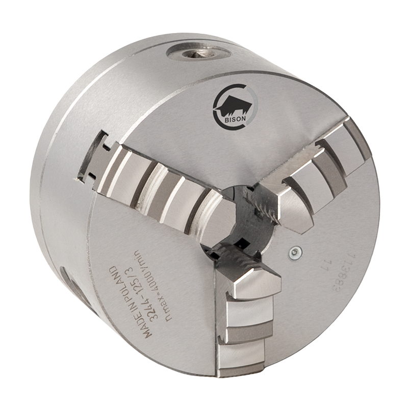 Bison -bakket Centrerpatron ø200 Mm-støbejern-kegle -din 55029-camlock D1 Montering-3244-200-