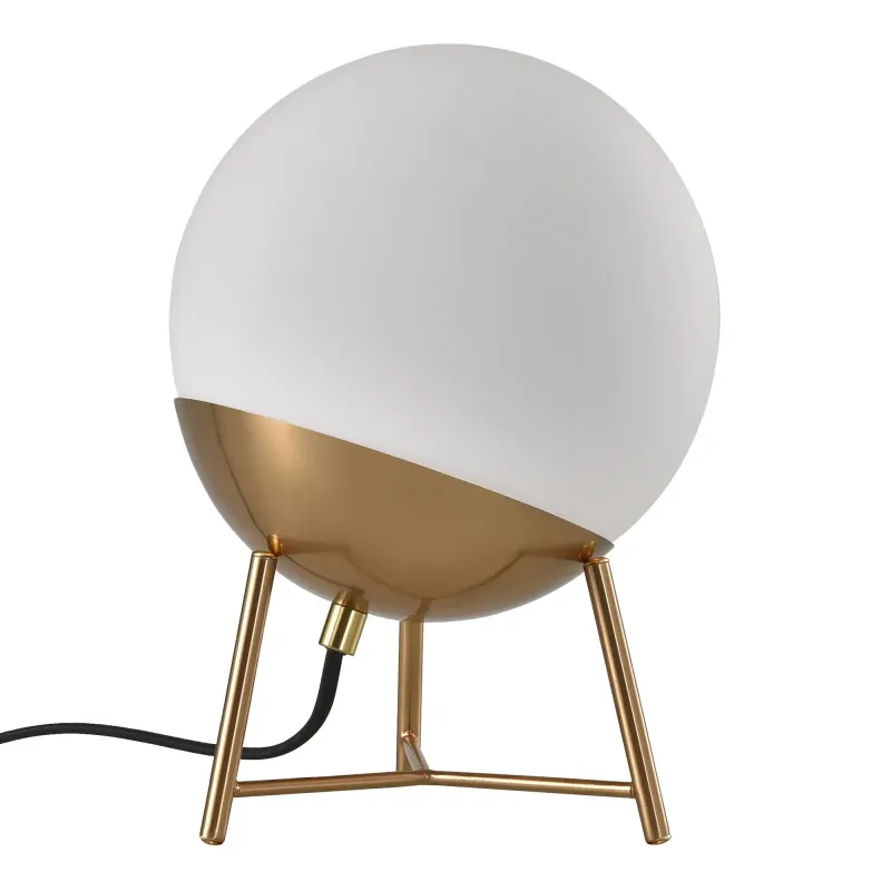 Bordlampe Lampe   Kugleformet Hvidt Glas Og Messingfatningn150 Cm Stofledning Pære: E27 40w 6406230