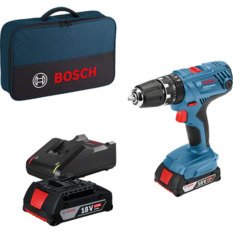 Bosch Akkuslagboremaskine Gsb18v-21 2x2a Taske 0615990k41 Udgået Vare