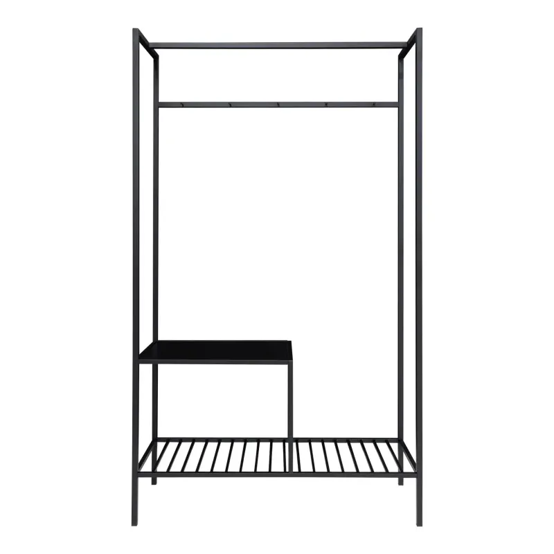 Garderobe   Sort Ramme Og To Sorte Hylder 3604070
