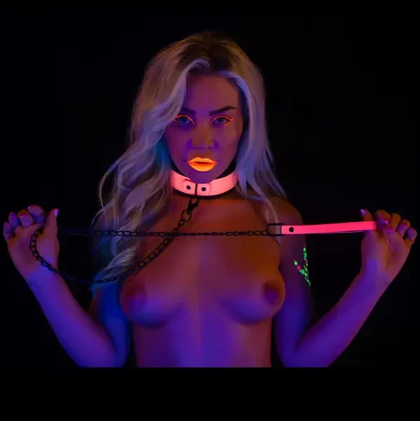 Glow In The Dark Collar And Chain Leash
