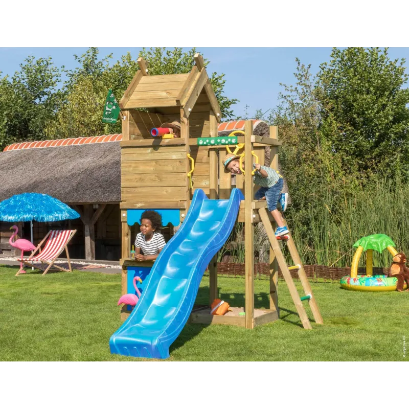 Jungle Gym Resort Legetårn Komplet Inkl  Blå Rutschebane 804-087b