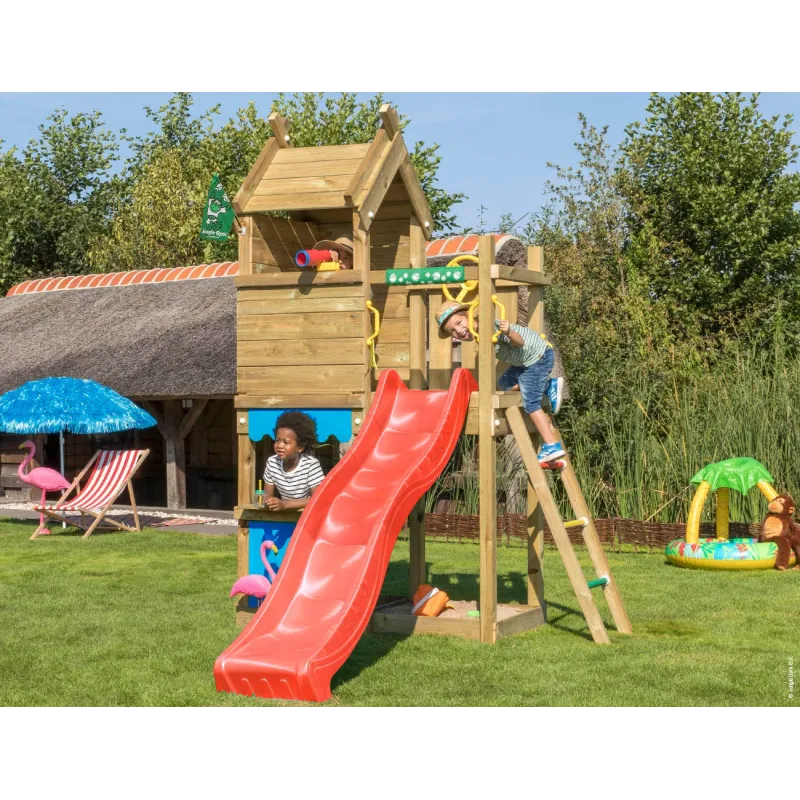 Jungle Gym Resort Legetårn Komplet Inkl  Rød Rutschebane 804-087r