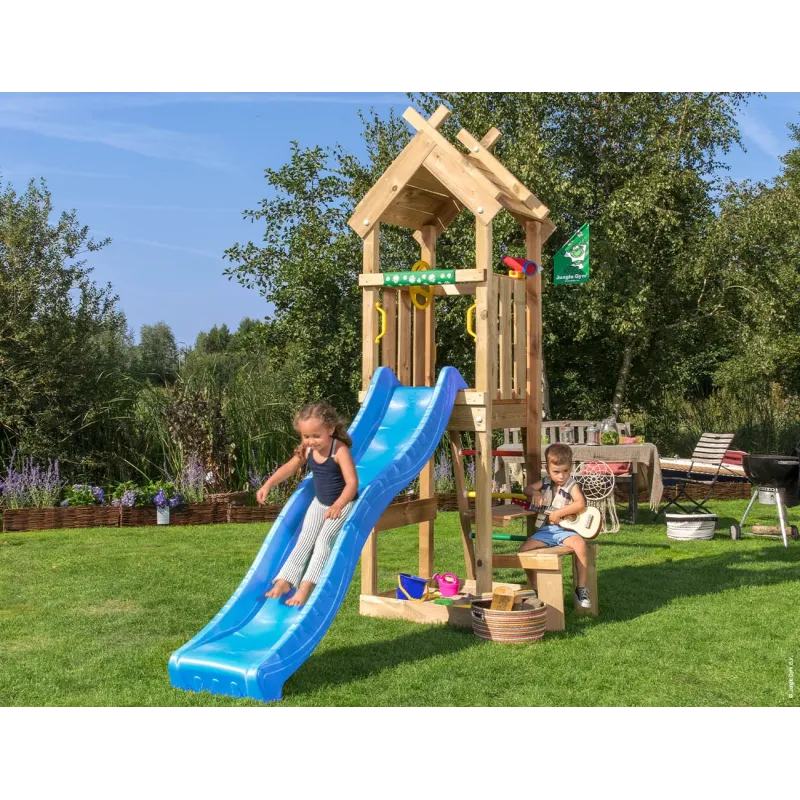 Jungle Gym Totem Legetårn Komplet Inkl  Blå Rutschebane 804-073b