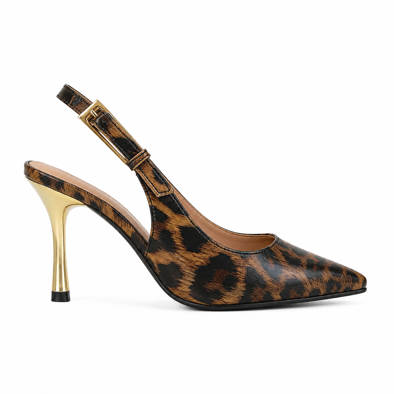 Leona Gold Leopard Slingback Pumps 40
