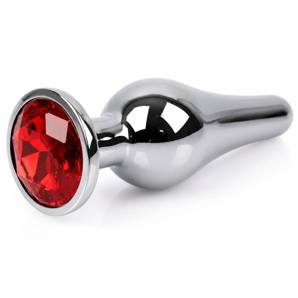 Metal Anal Plug Med Rød Krystal Cm