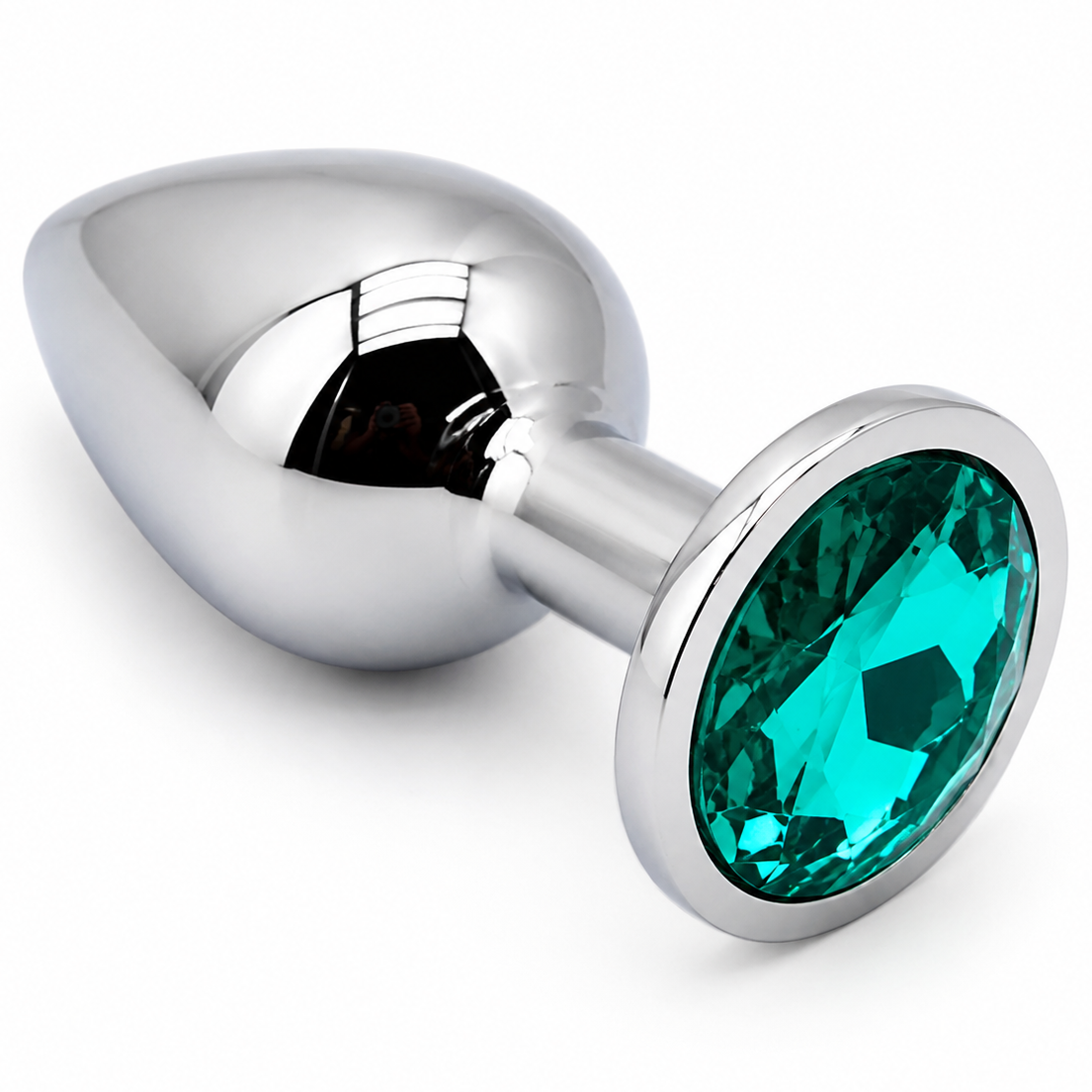 Mini Diamant Buttplug Sølv Grøn