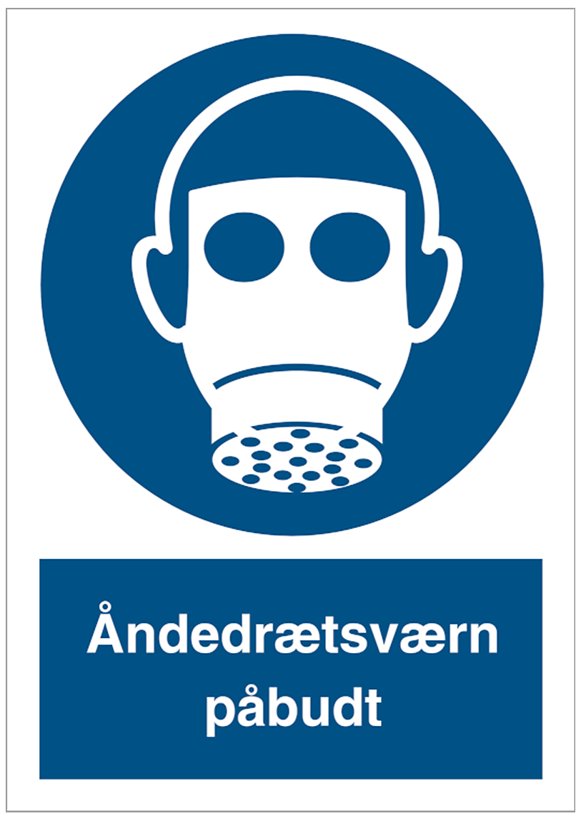 Påbudsskilt  Quot åndedrætsværn Påbudt Quot  Med Piktogram