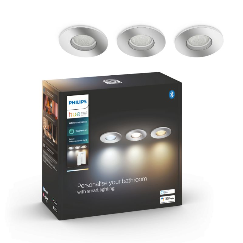 Philips Hue Adore White Ambiance Led Indbygningsspot Til Bad Krom Ip44  -pak