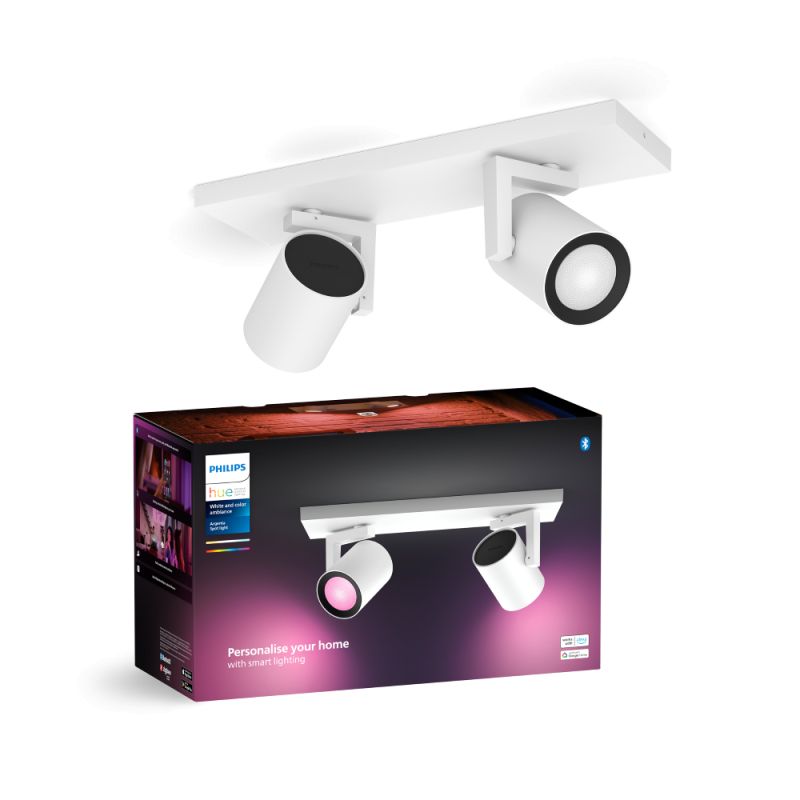 Philips Hue Argenta White And Color Ambiance Spotskinne Hvid 2x4 2w Bluetooth