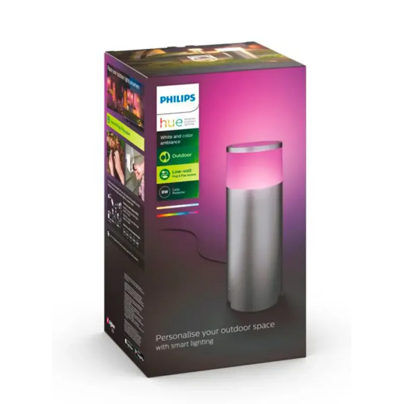Philips Hue Calla White And Color Ambiance Lav Bedlampe Inox 8w Extension