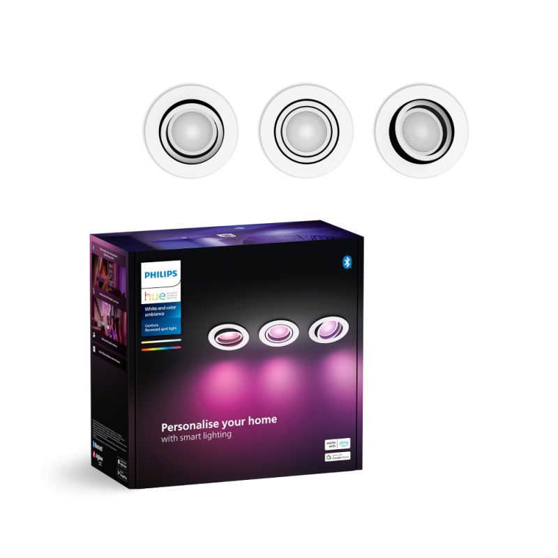 Philips Hue Centura White And Color Ambiance Rundt Indbygningsspot Hvid 3x4 2w  -pak