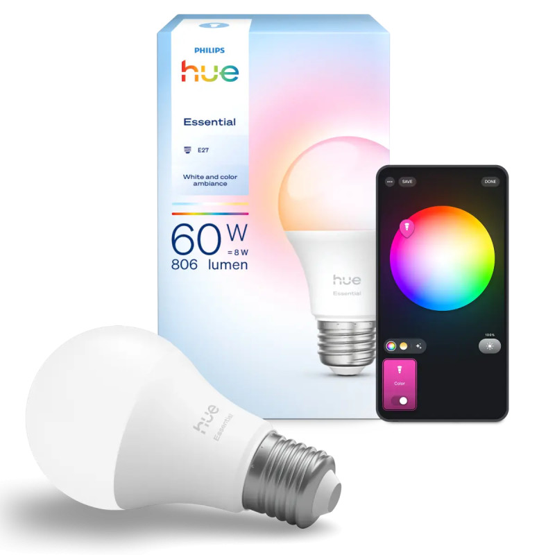 Philips Hue Essential White And Color Ambiance A60 Led Pære E27 806 Lm 8w -pak