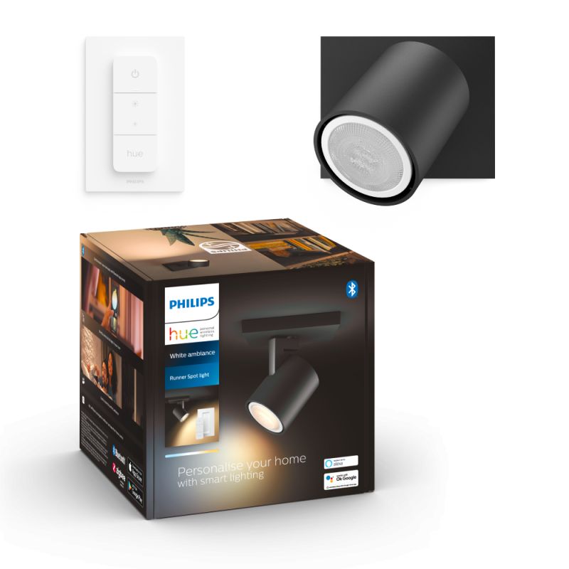 Philips Hue Runner White Ambiance Enkelt Spot Sort 35w Med Dimmer Switch