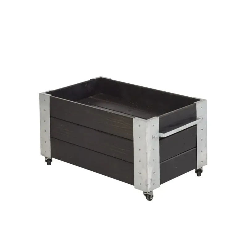 Plus Cubic Blomsterkasse 87x50x45cm   Hjul Sort 18238-15
