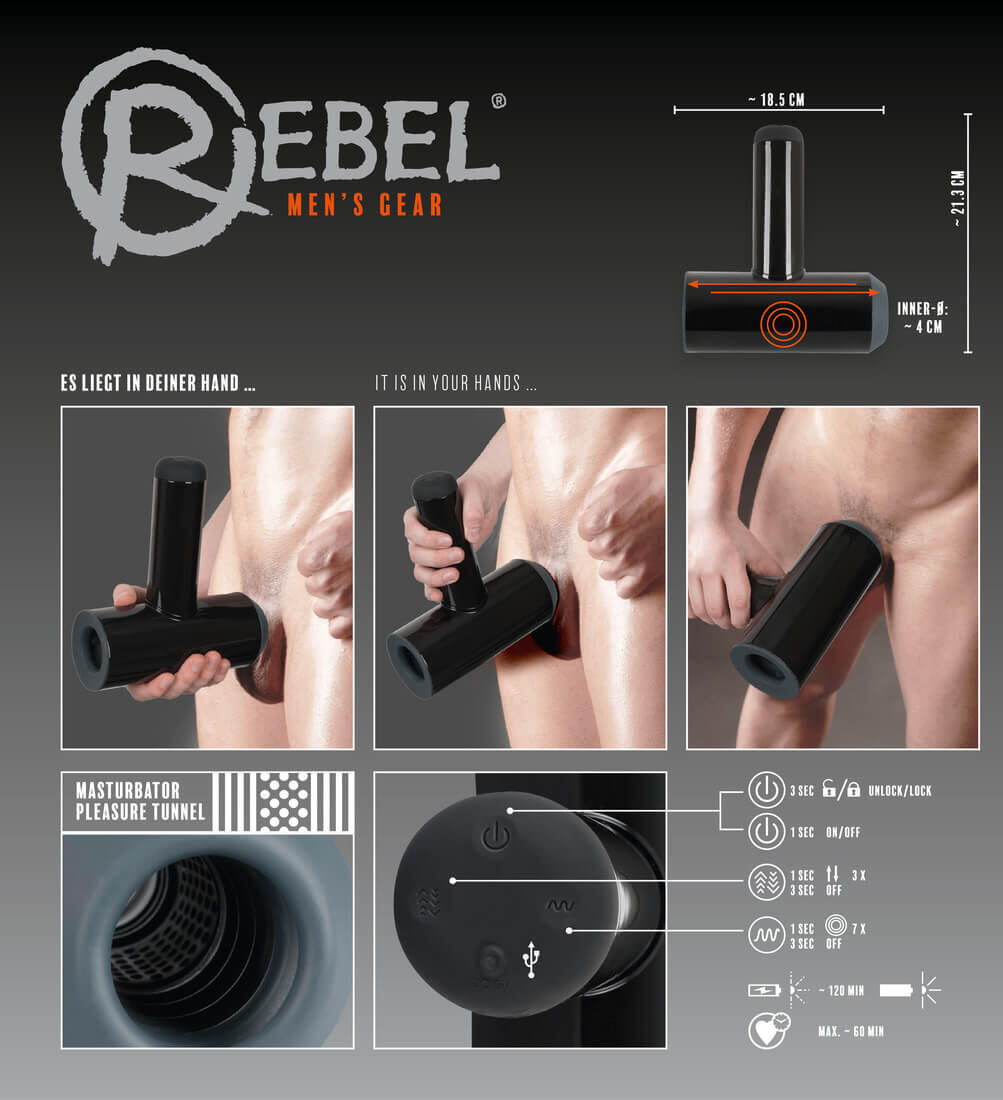 Rebel Men Gear Masturbator With Functions Vibrating Jerk Off Simulation