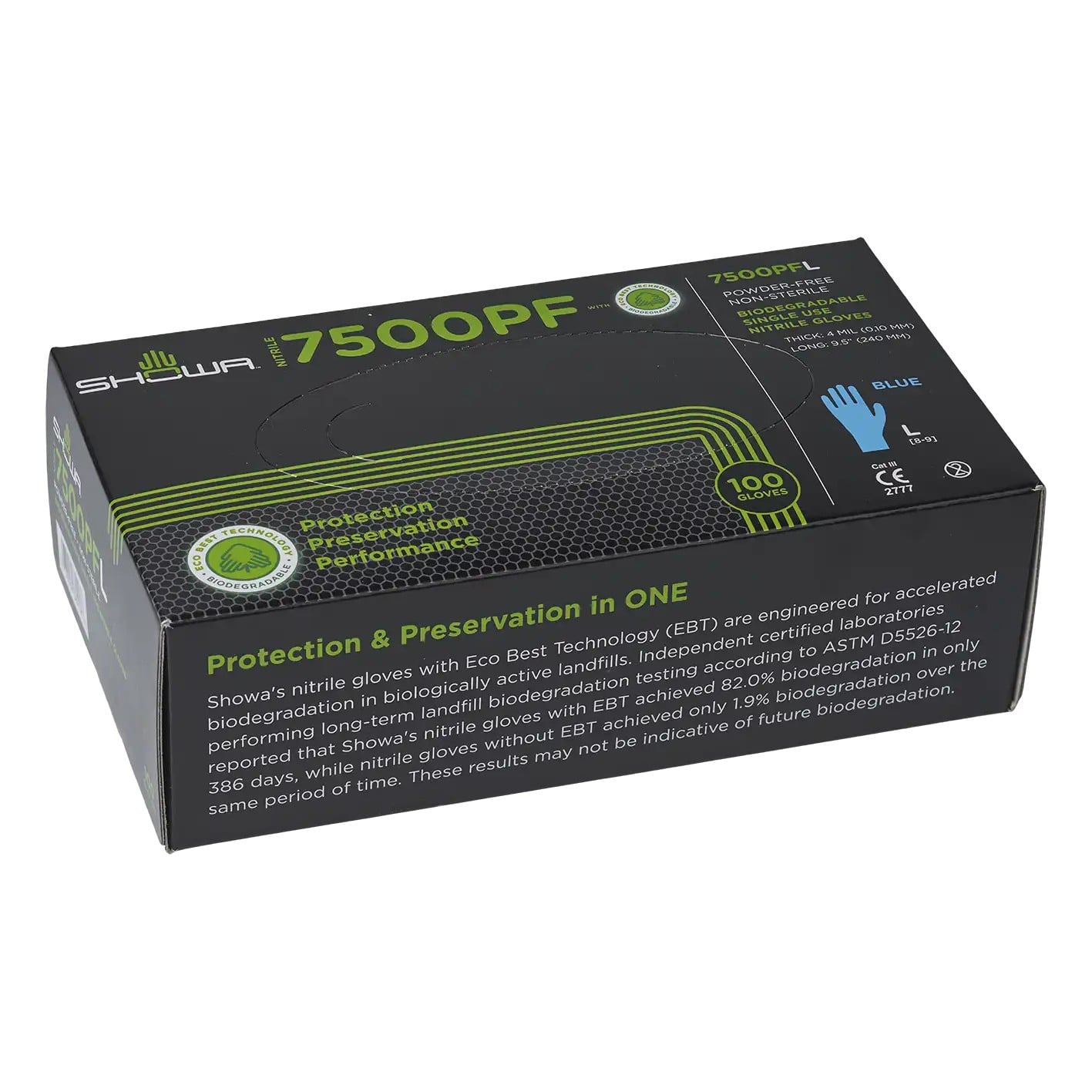 Showa Eng Handsker Blå Nitril Pf Pk 100  7500-