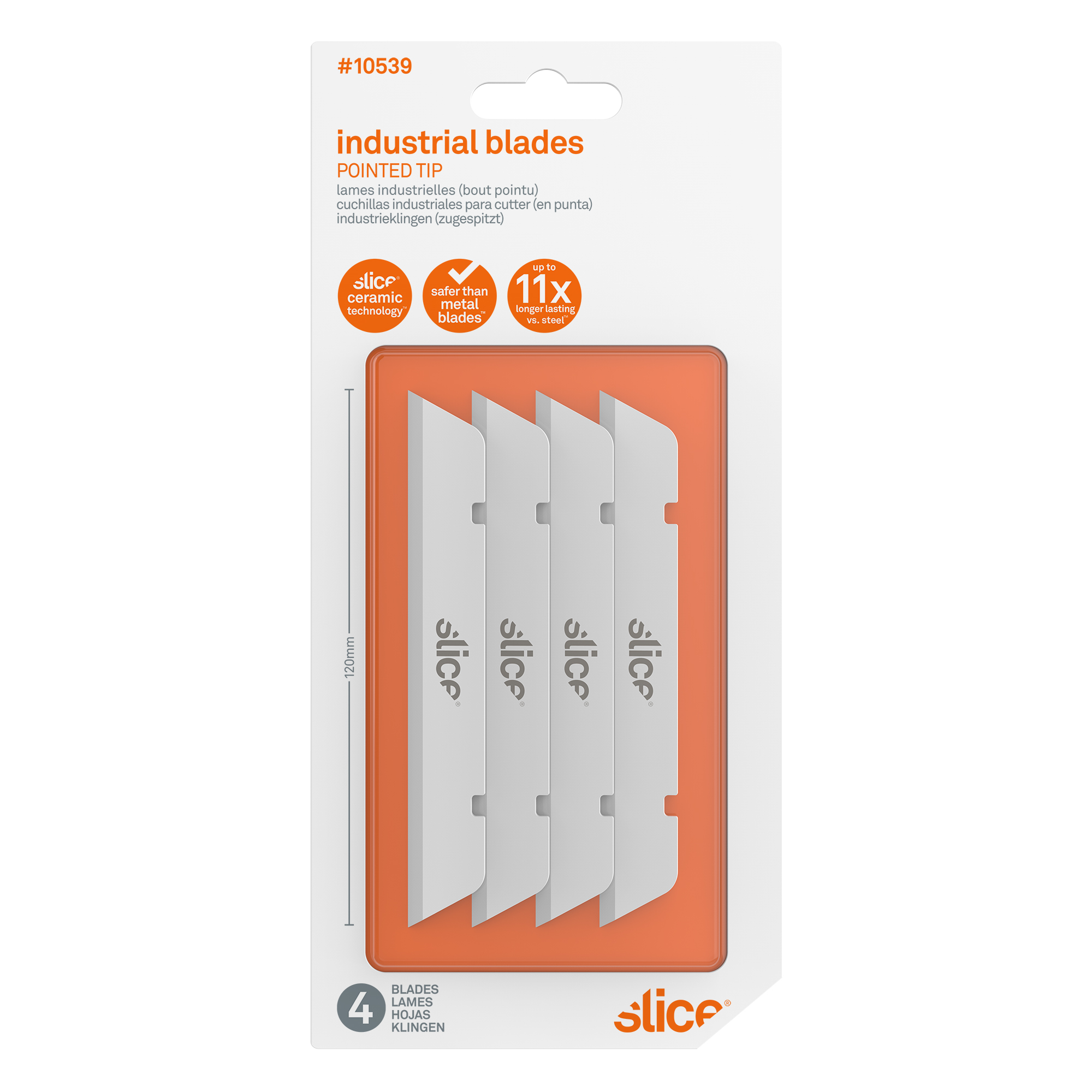 Sliceâ  Knivblad  Lang 120mm Med Spids Ende 10539