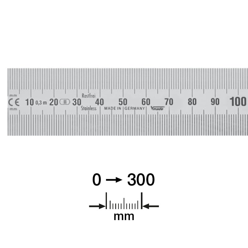 Stållineal 500x30x1   Mm Med Aflæsning Venstre-mod-højre