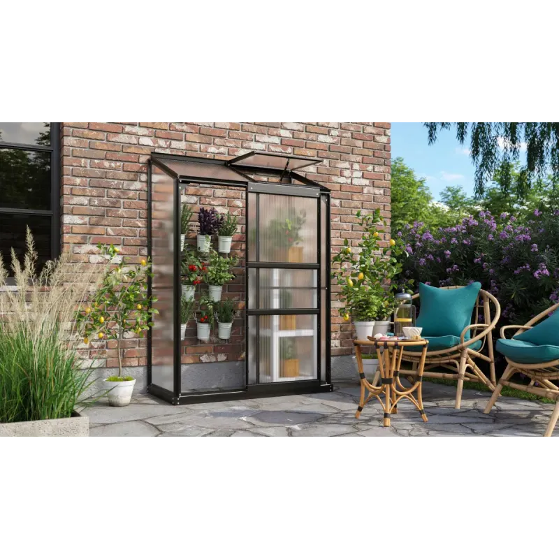 Vitavia Ida 900 Sort Drivhus 4mm Poly   Sokkel