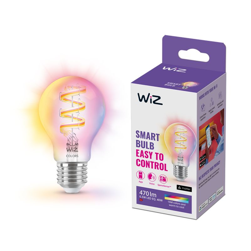 Wiz Color Filament Standardpære A60 E27 Klar 40w