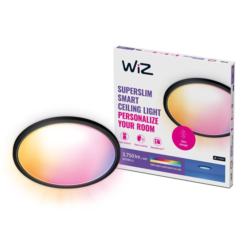 Wiz Color Superslim Led Loftlampe ø545 Rund Sort 32w