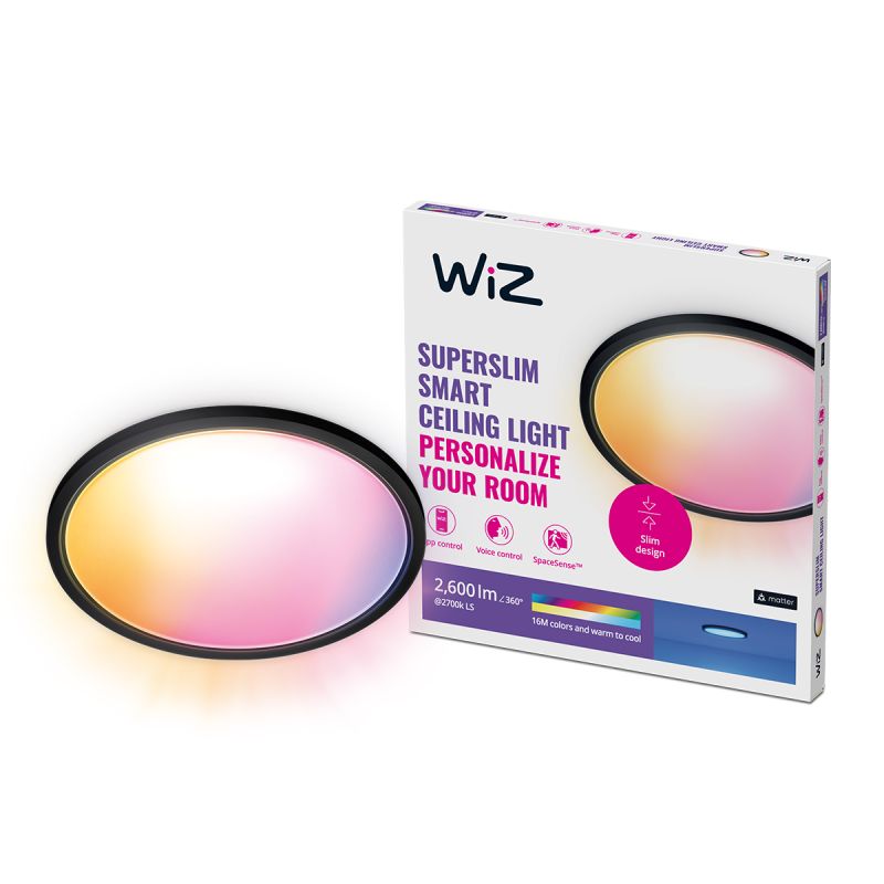Wiz Color Superslim Led Loftlampe ø423 Rund Sort 22w