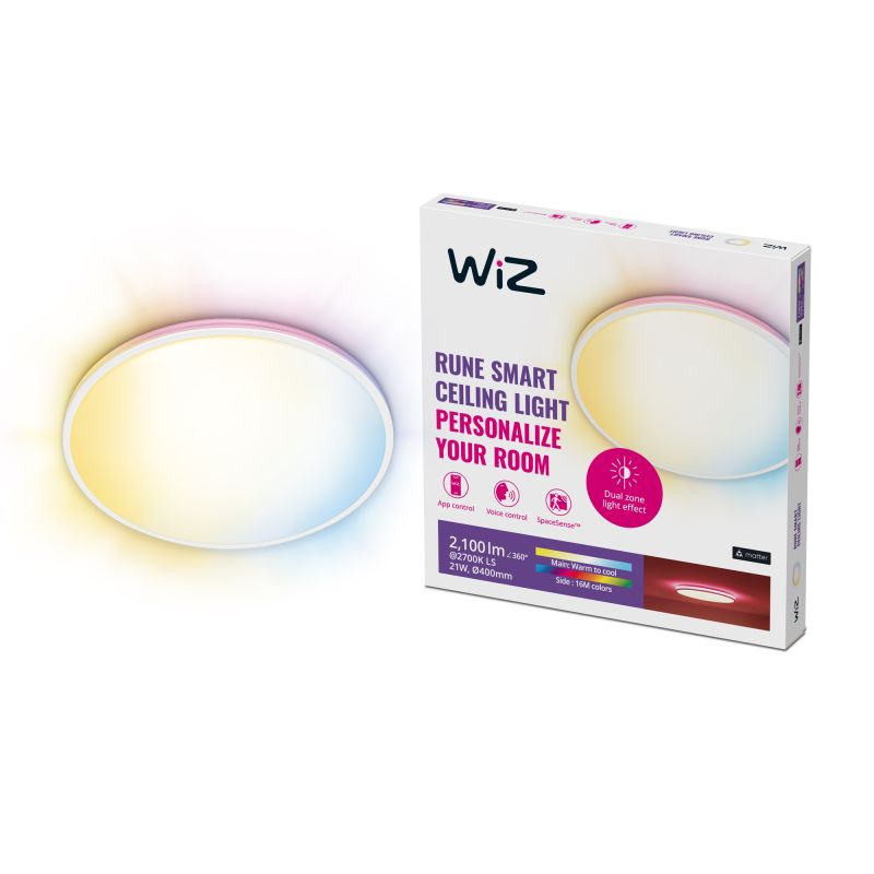 Wiz Rune Color And Tunable White Led Loftlampe Hvid ø400 Mm 21w