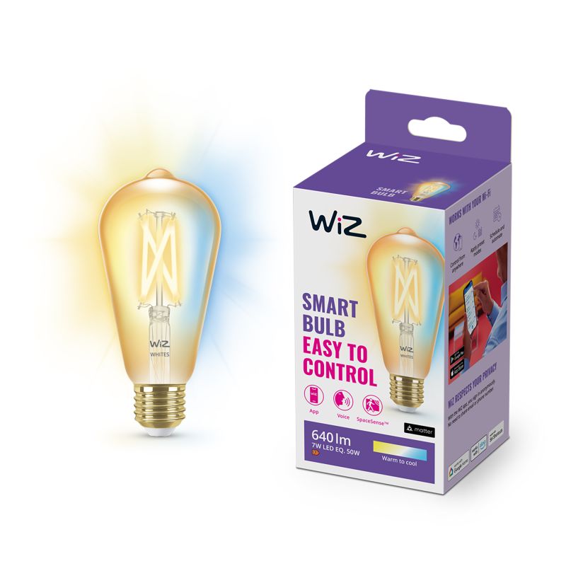 Wiz Tunable White Filament Edisonpære St64 E27 Guld 50w