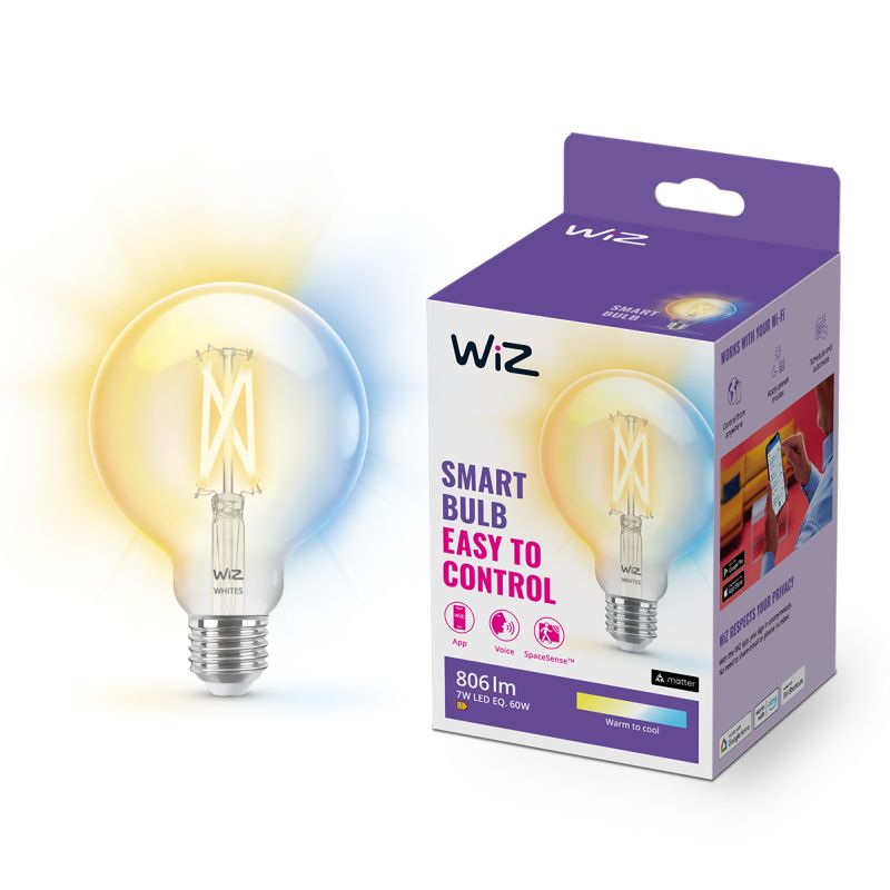Wiz Tunable White Filament Globepære G95 E27 Klar 60w