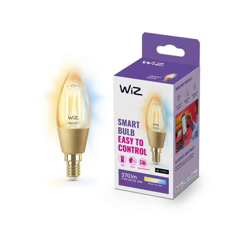 Wiz Tunable White Filament Kertepære C35 E14 Guld 50w
